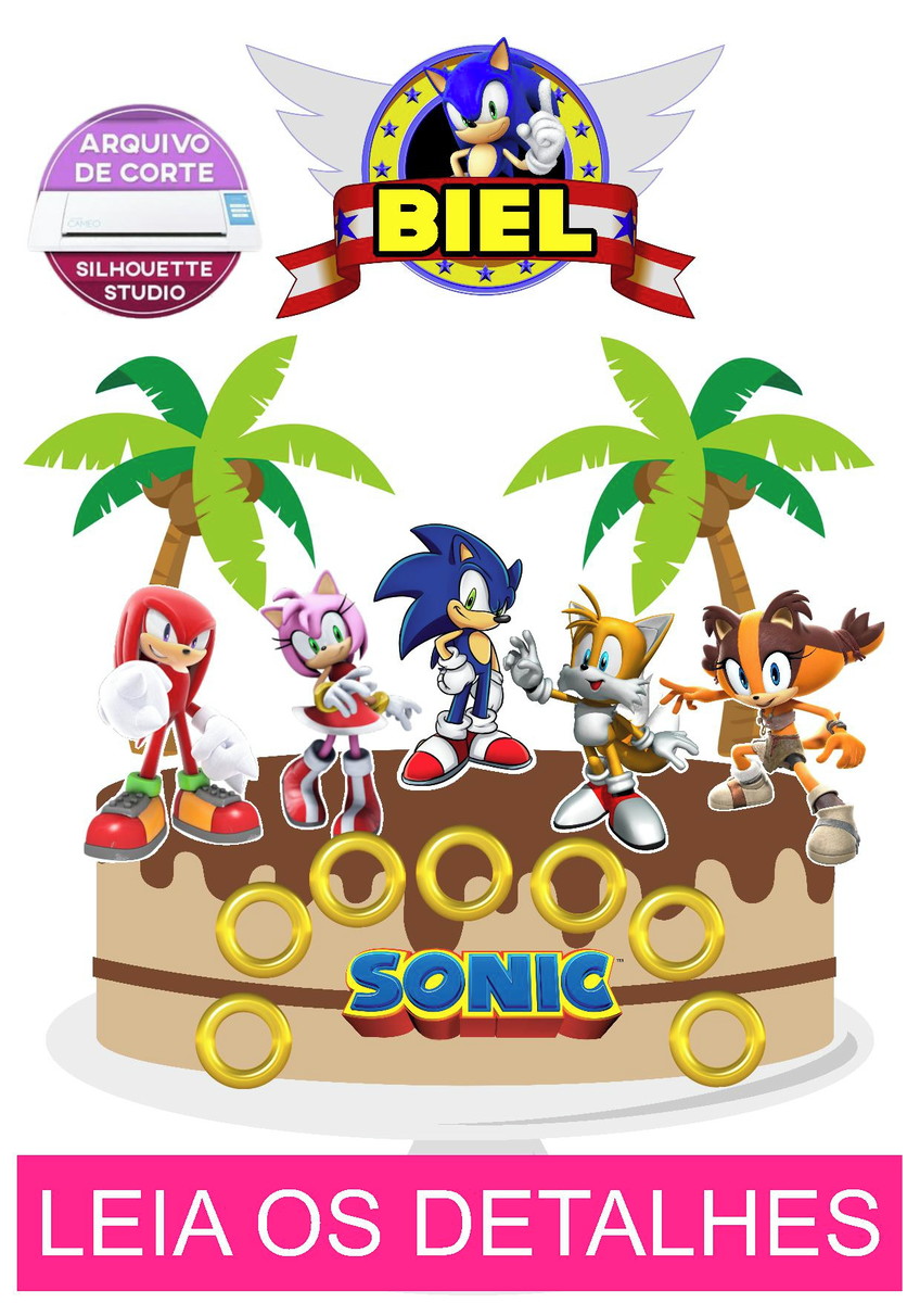 Topo de Bolo Sonic (Máquina Silhouette) - Imagem 2