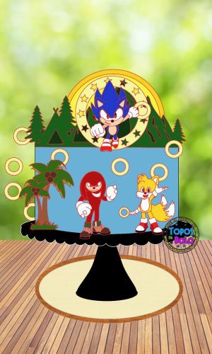 Topo de Bolo Sonic, Knuckles e Miles - Arquivo Digital