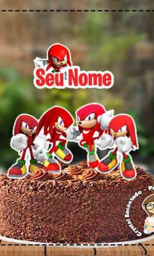 Topo de Bolo Sonic Knuckles - Ref 1601 Arquivo Digital