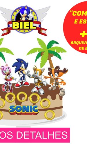 Topo de Bolo Sonic (Máquina Silhouette)