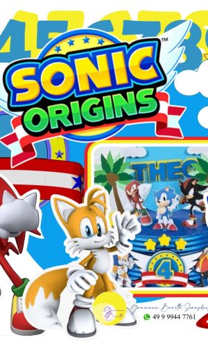 Topo De Bolo Sonic Pdf + Arquivo De Corte Misto