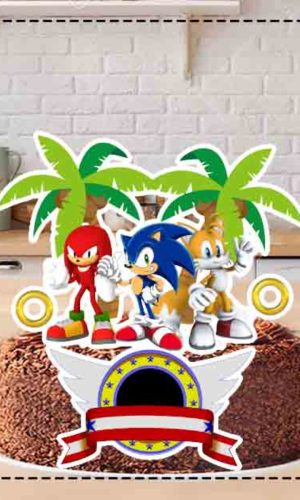 Topo de Bolo Sonic Ref 1627 - Arquivo Digital