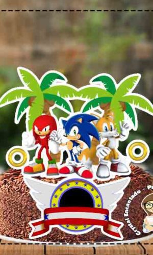 Topo de Bolo Sonic - Ref 1627 - Arquivo Digital