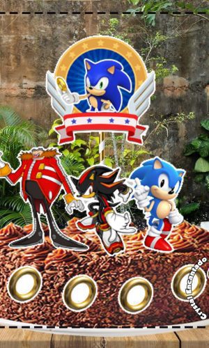 Topo De Bolo Sonic - Ref 1675 - Arquivo Digital