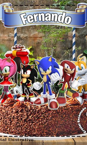 Topo De Bolo Sonic - Ref 1673 - Arquivo Digital
