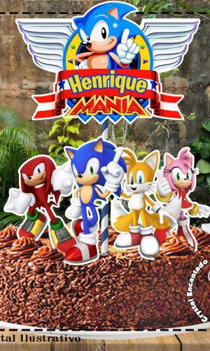 Topo De Bolo Sonic - Ref 1671 - Arquivo Digital