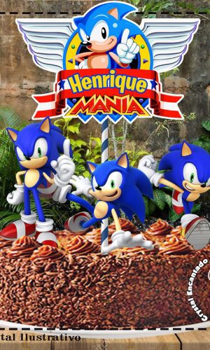 Topo De Bolo Sonic - Ref 1672 - Arquivo Digital