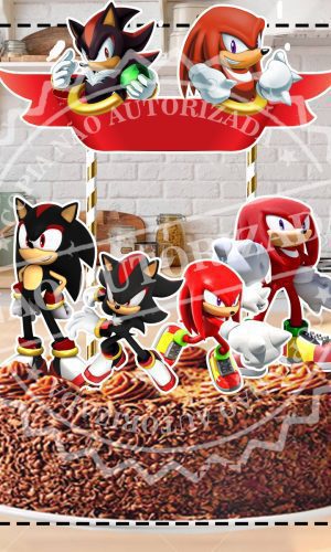 TOPO DE BOLO SONIC SHADOW E KNUCKLES - ARQUIVO DIGITAL