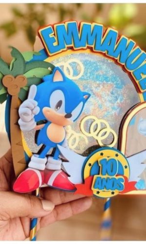 Topo de Bolo Sonic Unico - Arquivo Digital