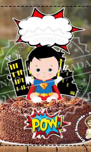 Topo de Bolo Super Homem Baby - Ref 1261 Arquivo Digital