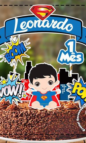 Topo de Bolo Super Homem Baby- Ref 5010 Arquivo Digital