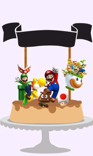 Topo de Bolo Super Mario + 4 Arquivos a Sua Escolha