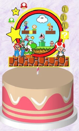 Topo de Bolo Super Mario World + 4 Arquivos a Sua Escolha