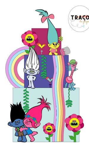 Topo de Bolo TROLLS - 100% Camadas - (Arquivo digital)
