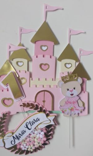 Topo de Bolo Ursinha Princesa 1 -ARQUIVO CORTE CAMADAS