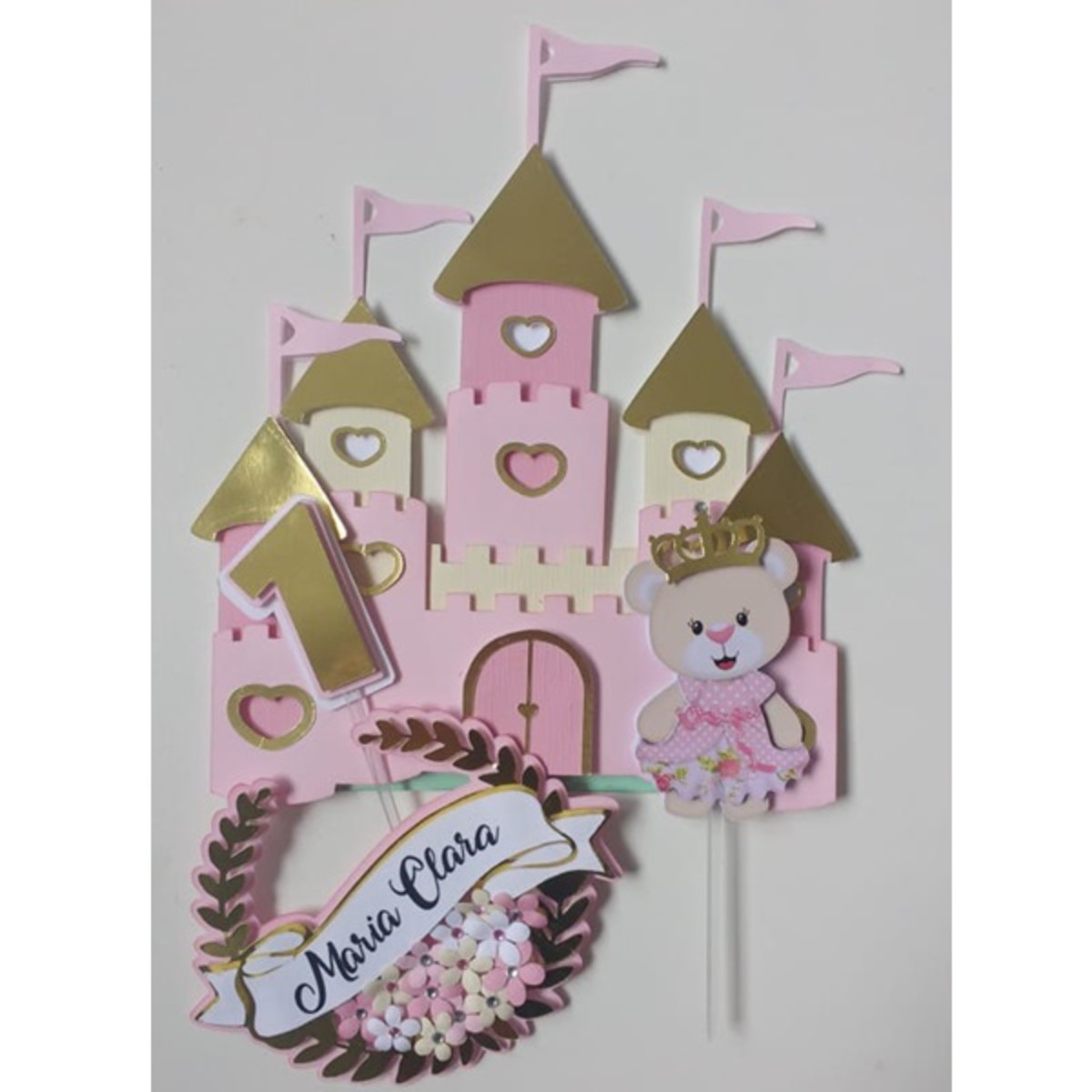 Topo de Bolo Ursinha Princesa 1 -ARQUIVO CORTE CAMADAS