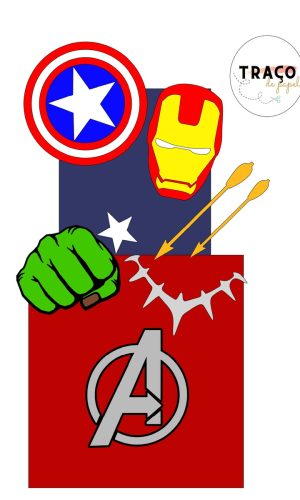 Topo de Bolo VINGADORES - 100% Camadas (ARQUIVO DIGITAL)