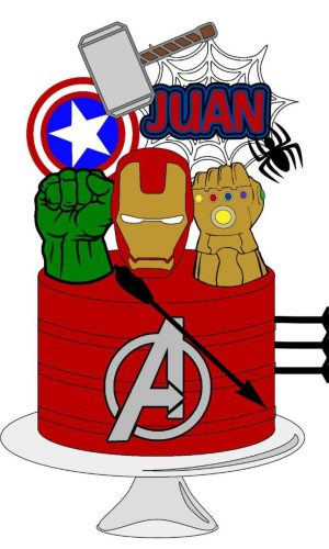 Topo De Bolo Vingadores 2 + 4 Arquivos A Sua Escolha