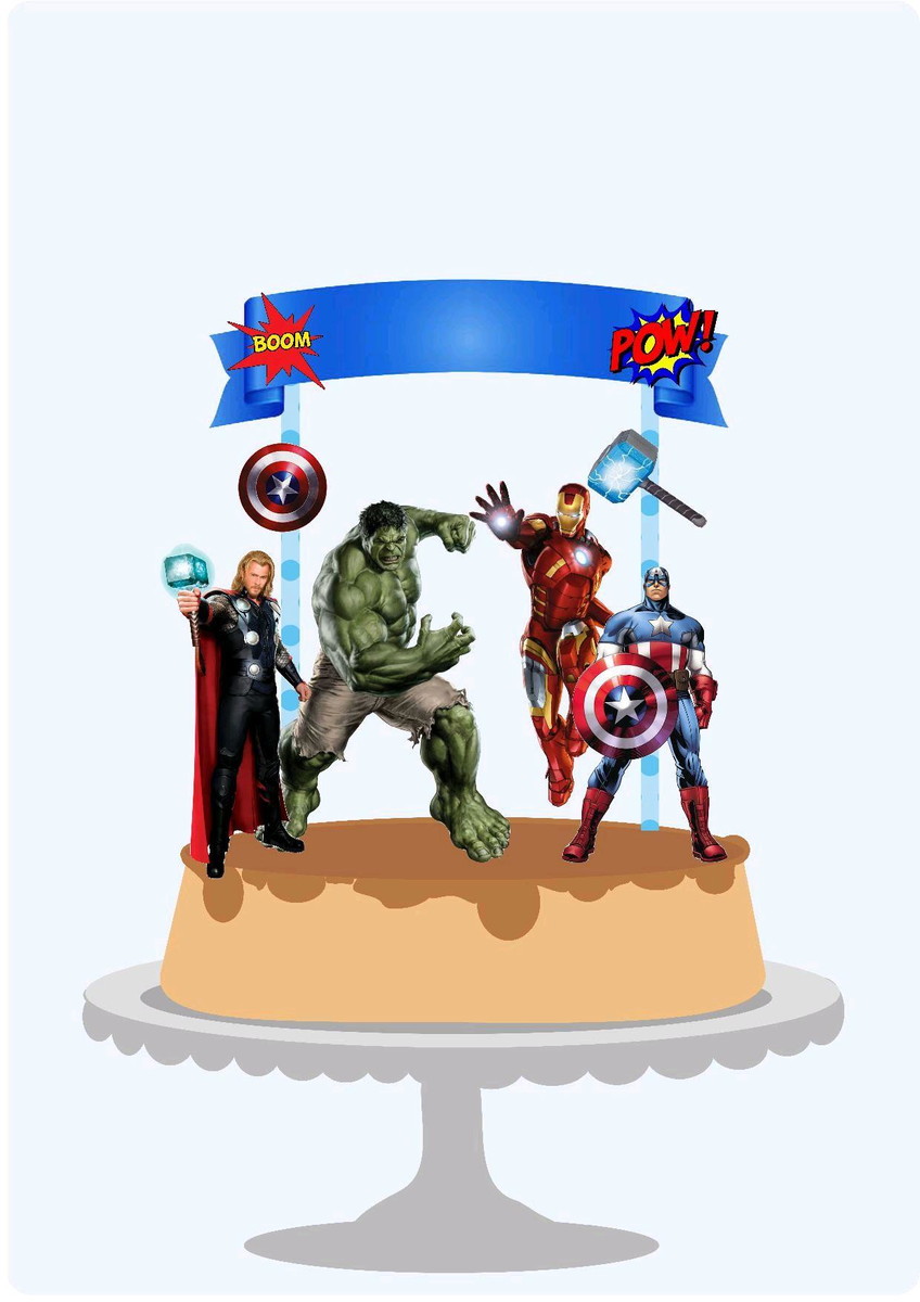 Topo de Bolo Vingadores +4 Arquivos a Sua Escolha