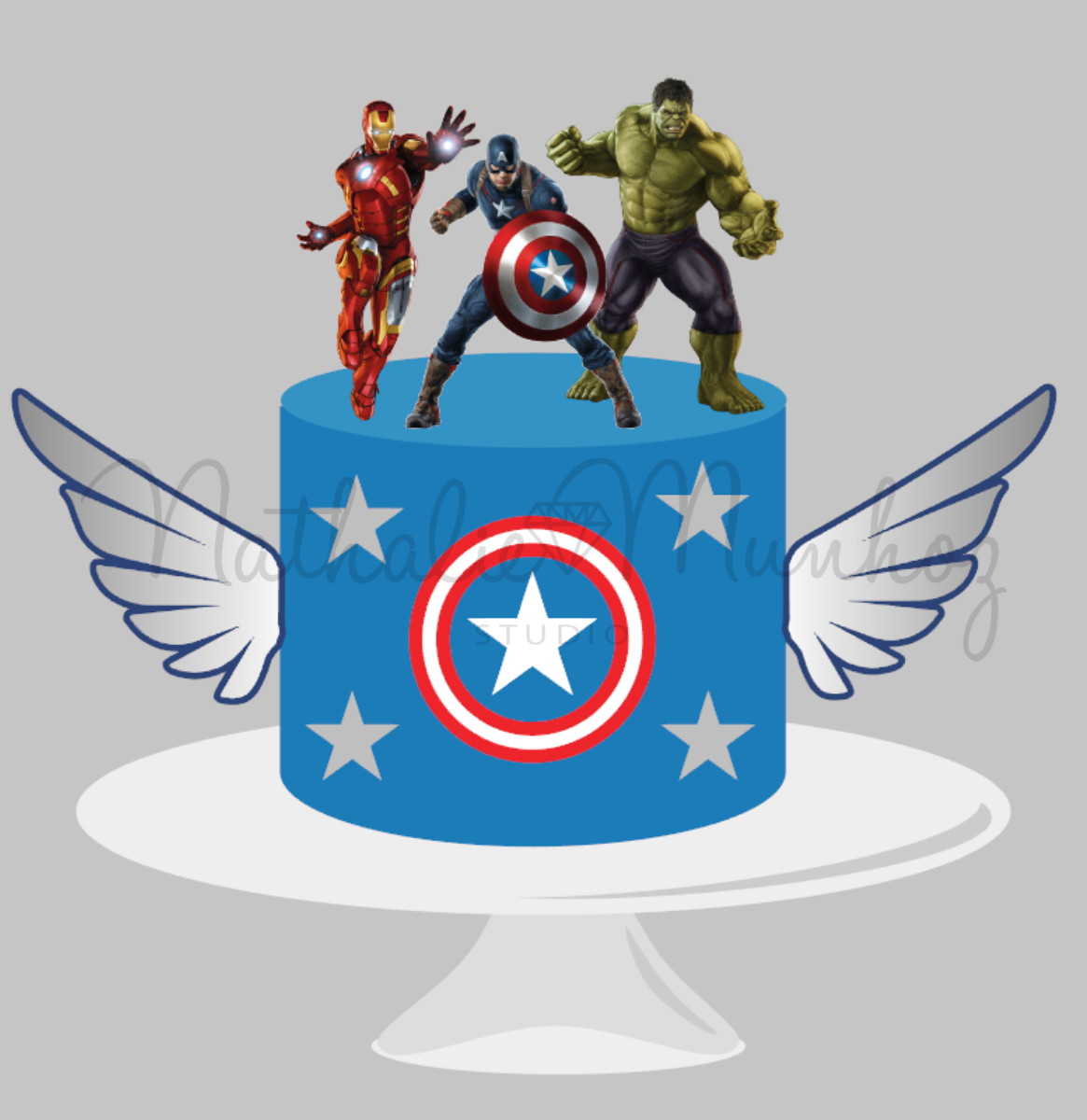 Topo de Bolo Vingadores- Arquivo de Corrte
