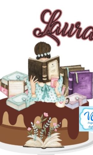 Topo de Bolo Livros Entrelinhas - Arquivo de Corte