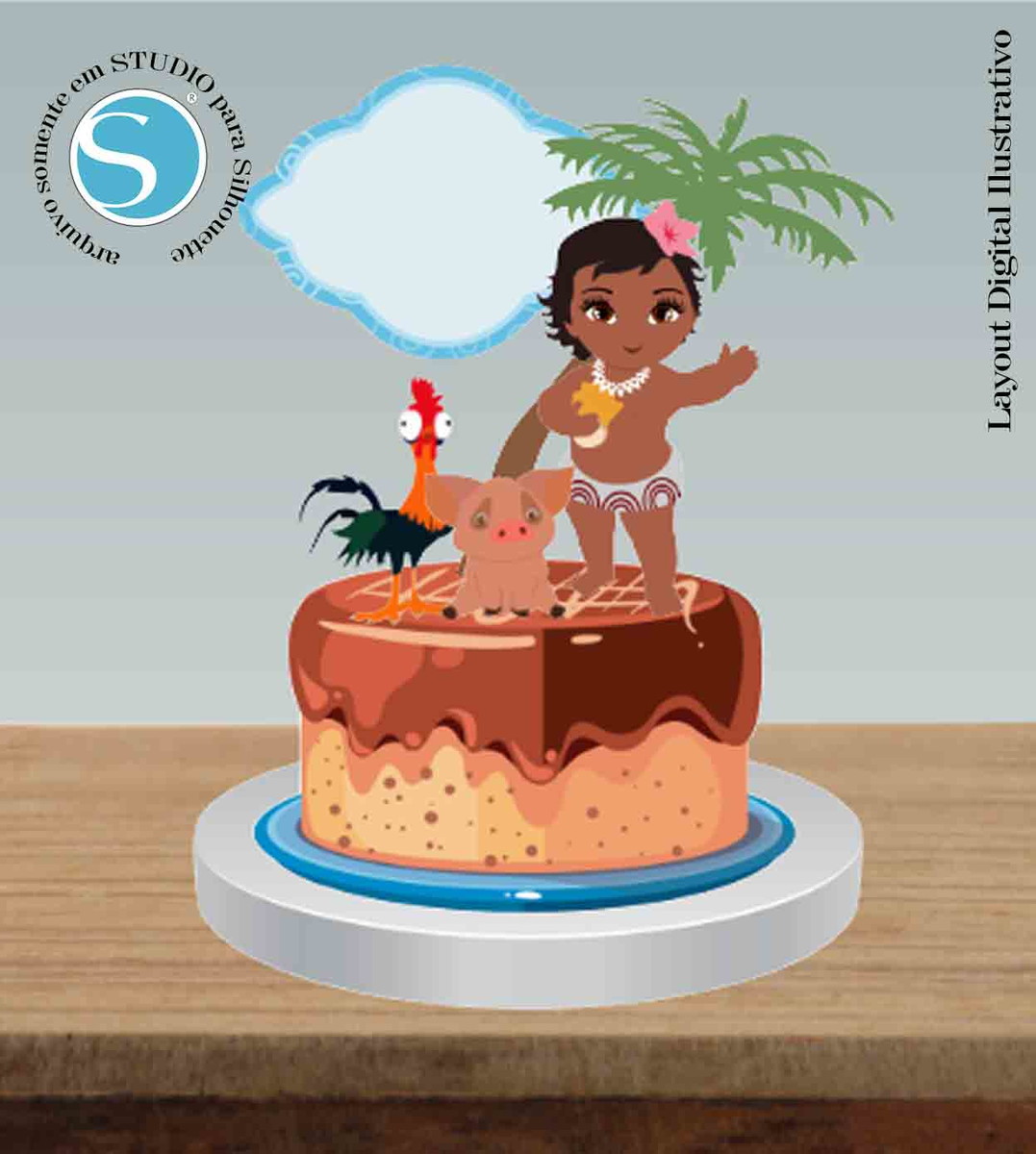 TOPO DE BOLO MOANA BABY - ARQUIVO DIGITAL