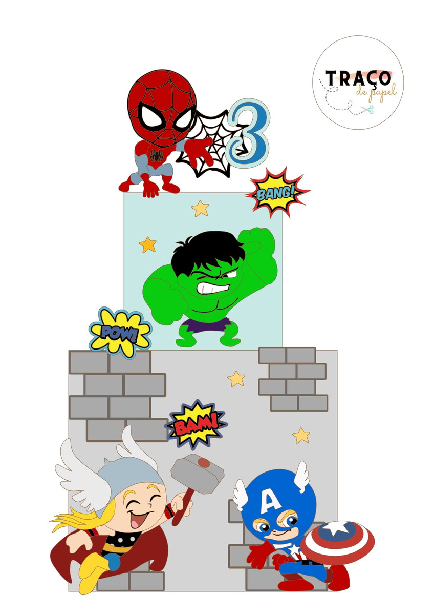 Topo Vingadores Cute- 100% Camadas (arquivo Digital)