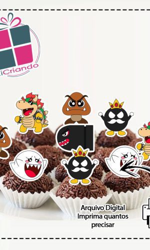 Topper Docinho Mario Bros Viloes 5288 Arquivo Digital