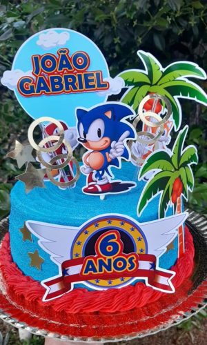 Pague 1 e Leve 3 Topo de Bolo Sonic Cód.001