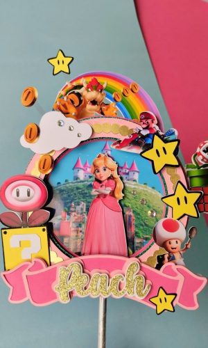 Topper Princesa Peach + 4 Arquivos a Sua Escolha