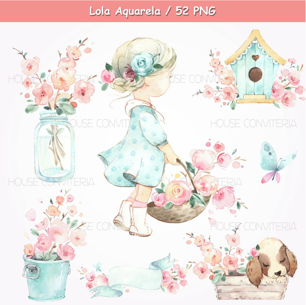 008 - Meninas no Jardim Aquarela - (pague 1 Leve 2) - Imagem 2