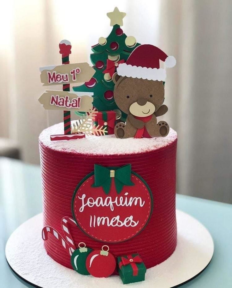 #035 Arquivo Topo Bolo Natal Studio Mesversário URSO CAMADA