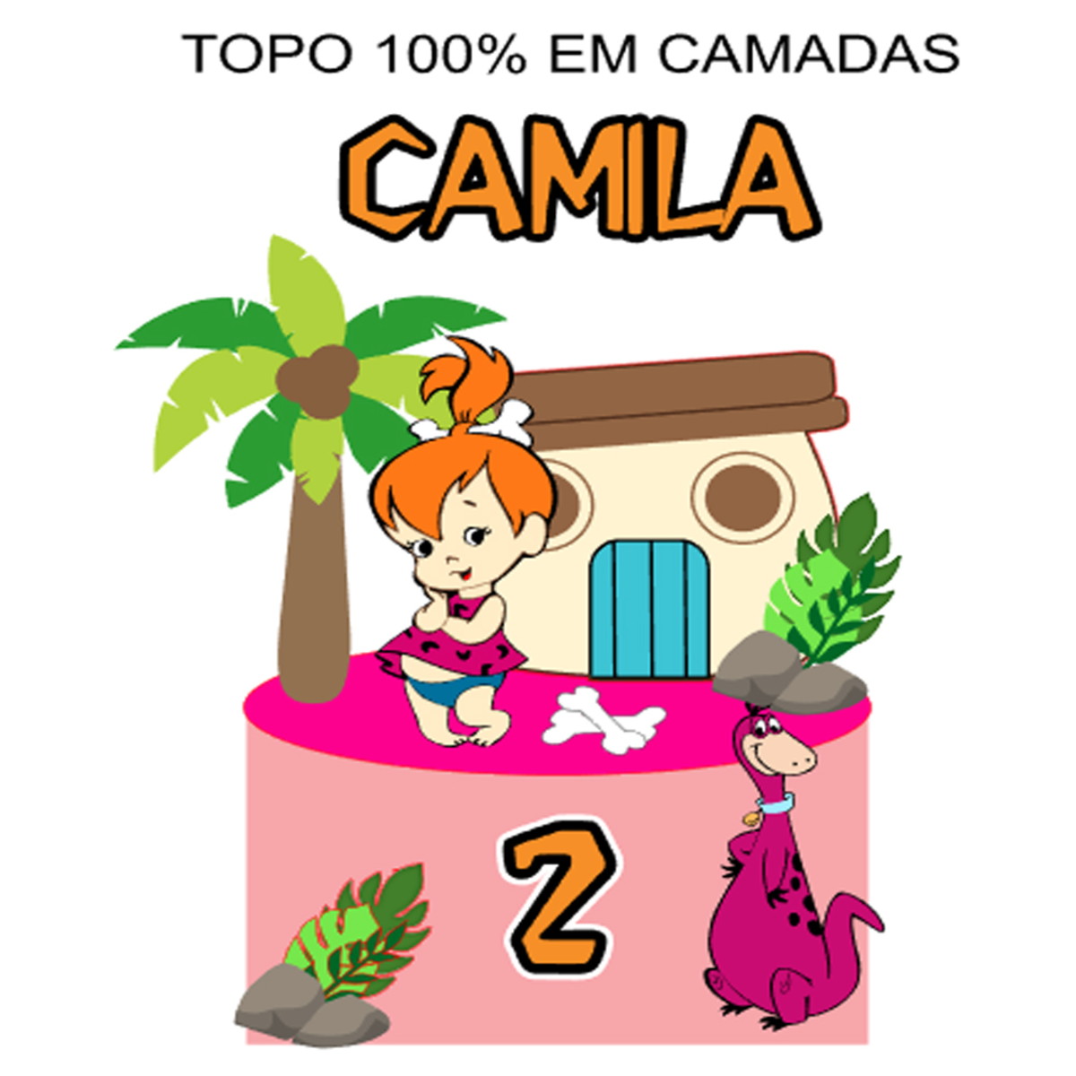 04 topo de bolo Pedrita em camadas - arquivo de corte
