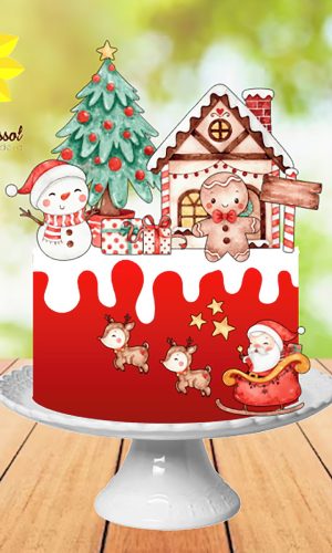 061 Arquivo de Corte Topo de Bolo Natal Aquarelado Ganhe +3