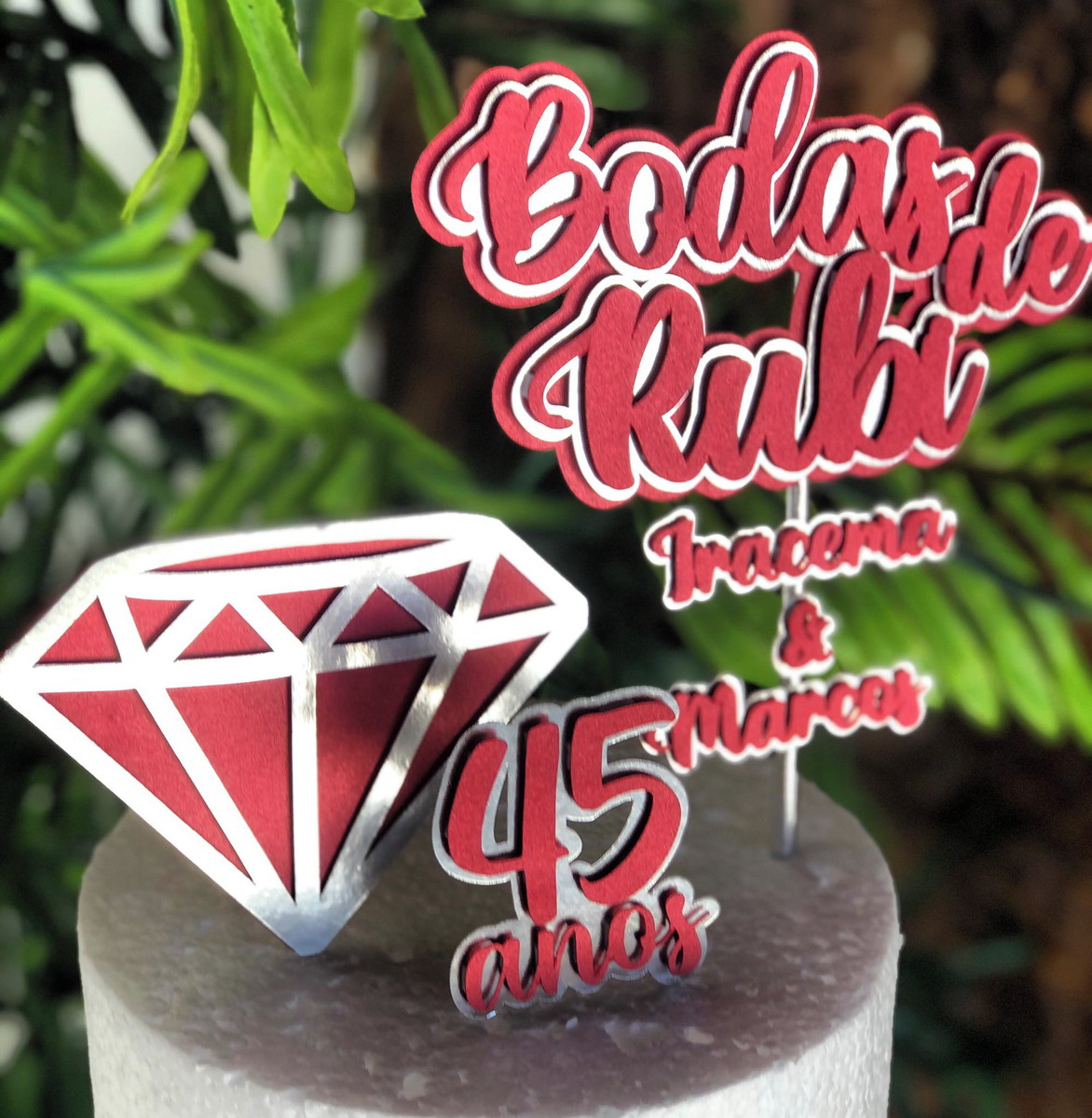 100% 3D ARQUIVO DE CORTE em camadas - TOPO BODAS DE RUBI - Imagem 3