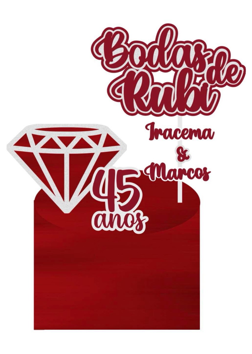 100% 3D ARQUIVO DE CORTE em camadas - TOPO BODAS DE RUBI - Imagem 4