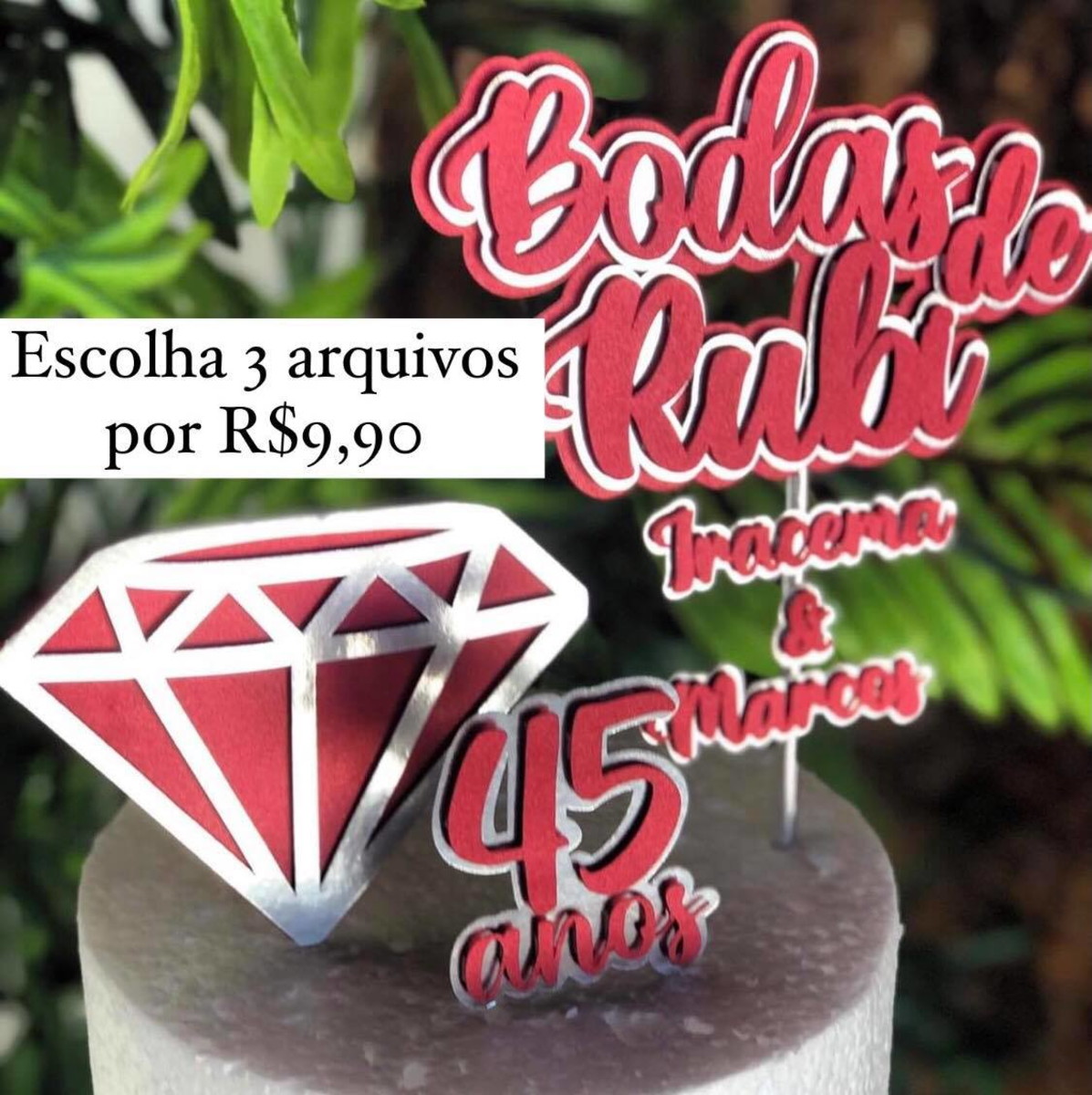 100% 3D ARQUIVO DE CORTE em camadas - TOPO BODAS DE RUBI
