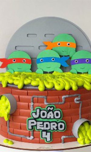 103 Arquivo de corte -topo de bolo tartaruga ninja em camada