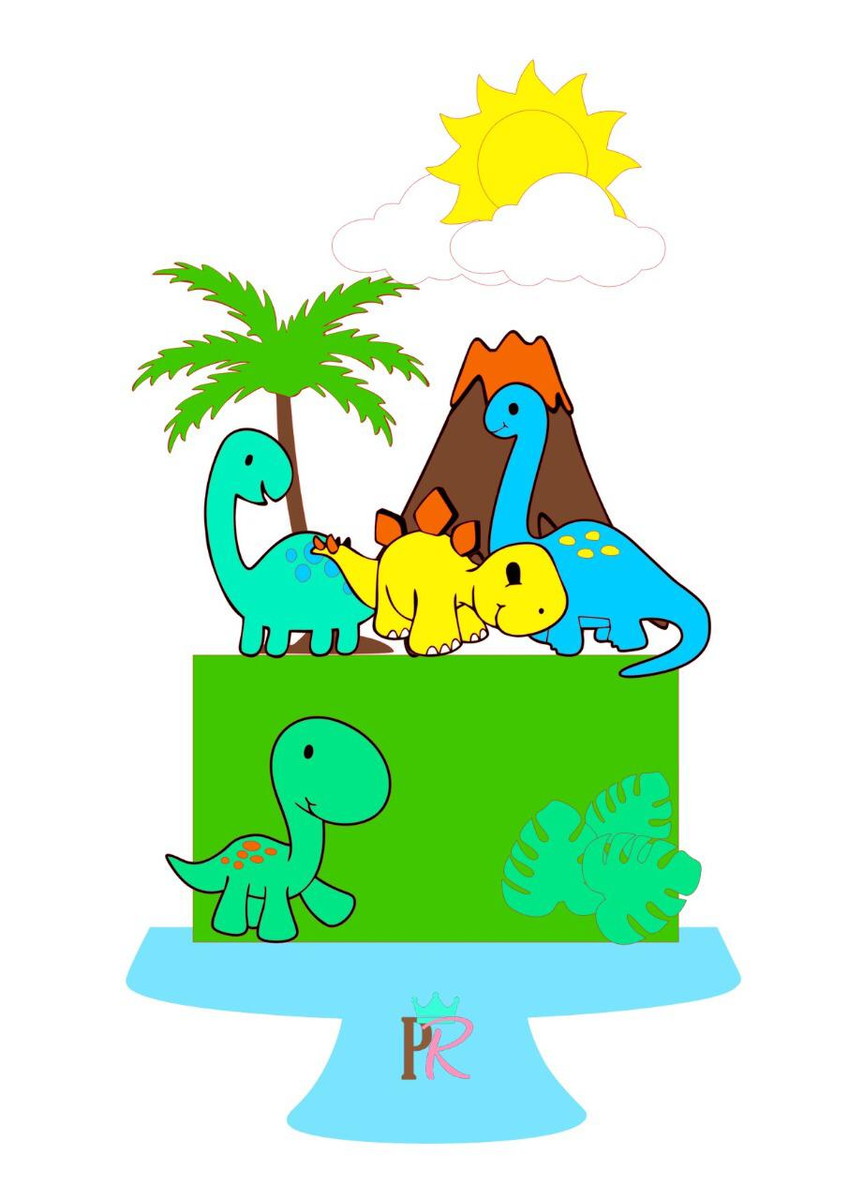 #1652 Arquivo de corte Topo de Bolo Dinossauro CAMADA STUDIO