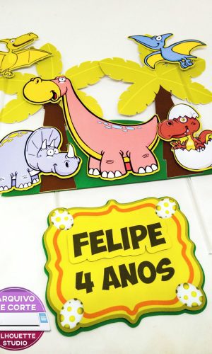 #2023 Arquivo de corte Topo de Bolo Dinossauros STUDIO