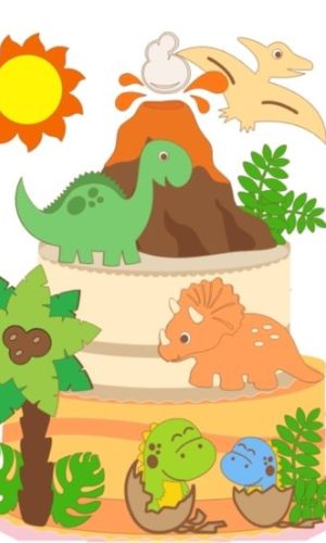 #2028 Arquivo corte Topo de Bolo Dinossauros CAMADAS STUDIO