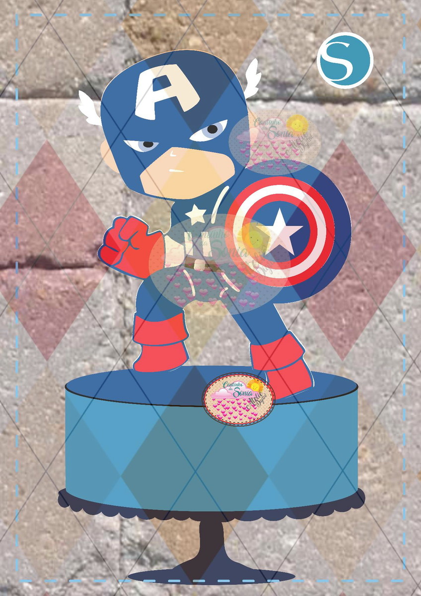 2154 - PERSONAGEM CAPITAO AMERICA CUTE EM Camadas - STUDIO