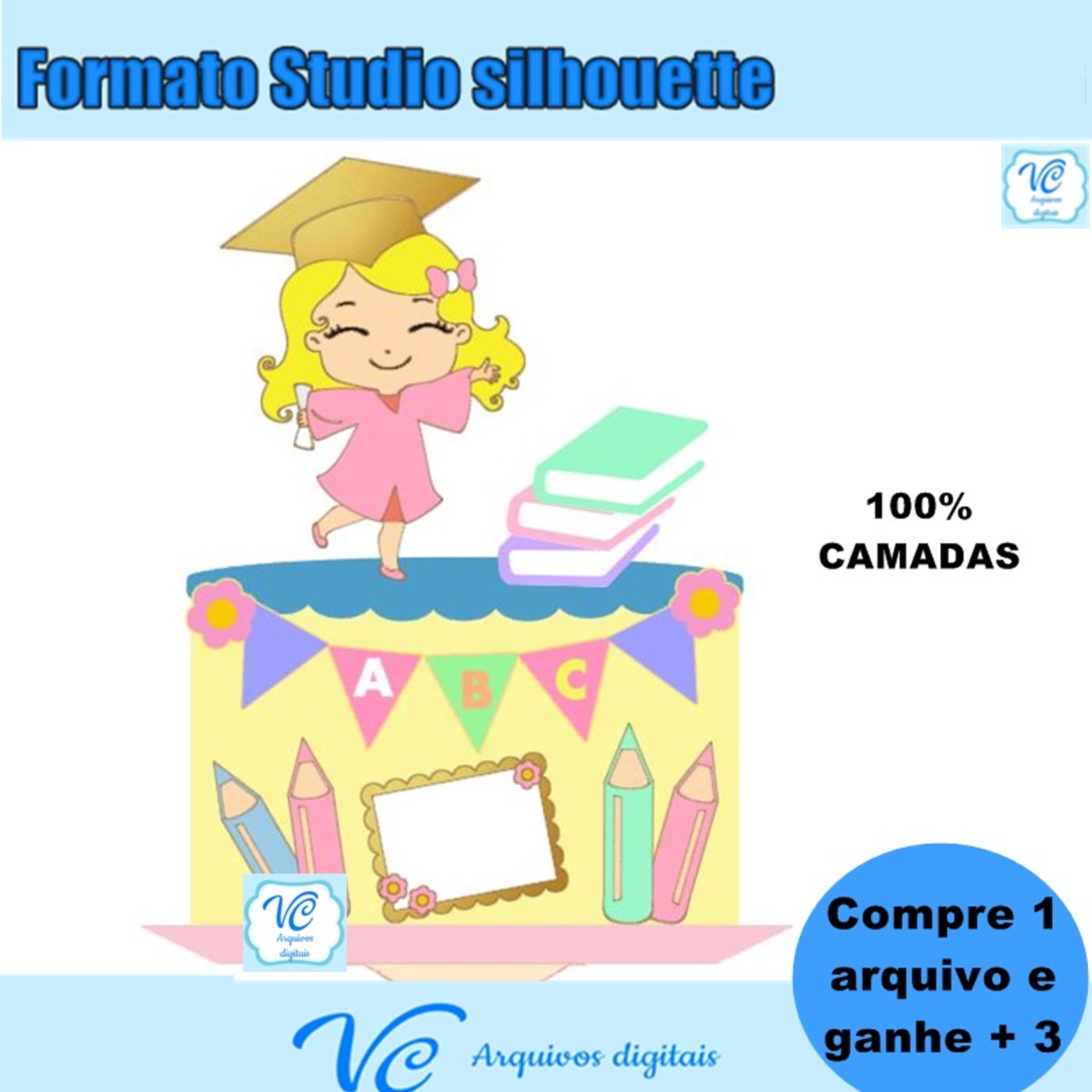 223- Arquivo de Corte Topo Formatura / Abc em Camadas