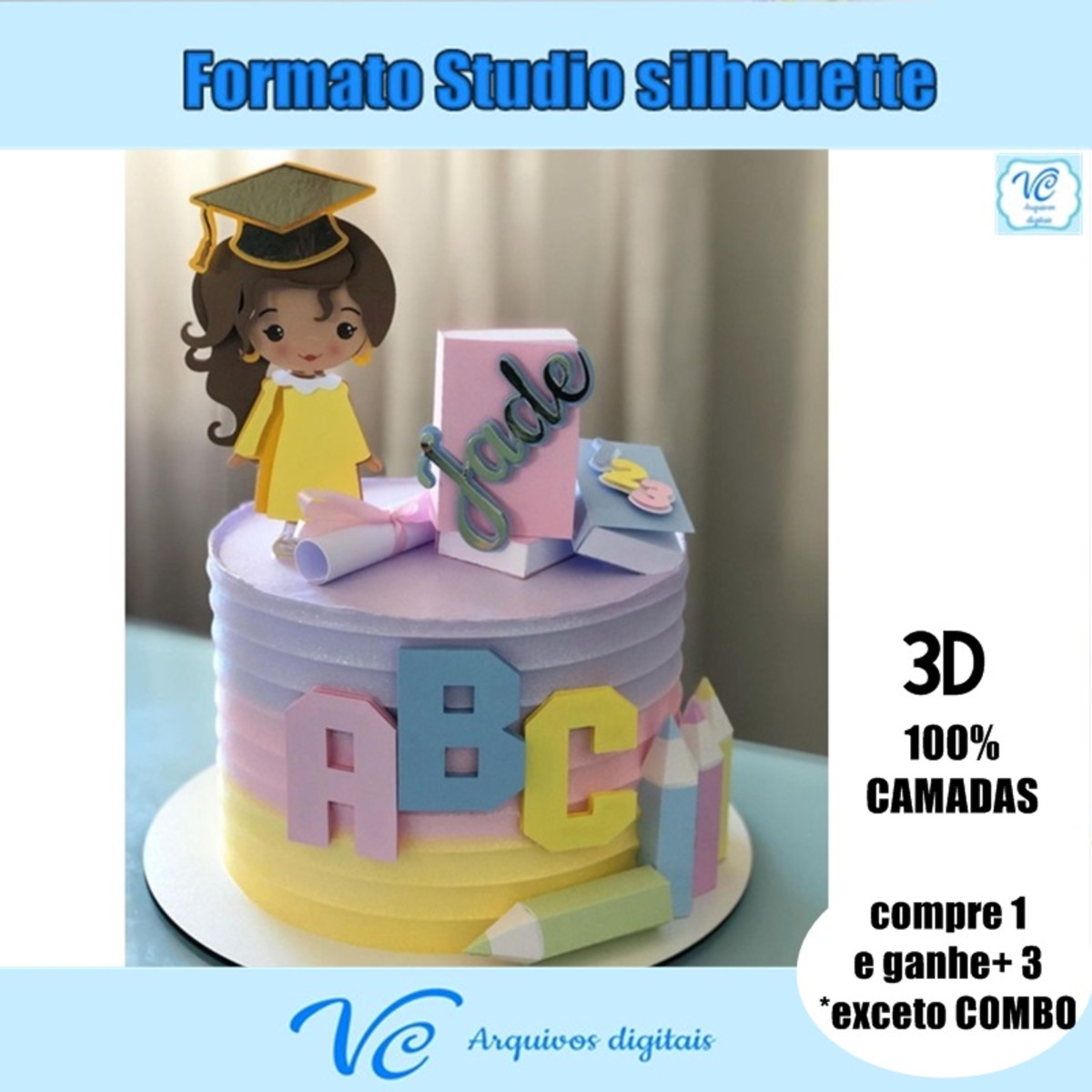 228- Arquivo de Corte Topo Formatura / Abc em Camadas