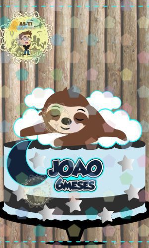 2704 - Arquivo Topo de Bolo Bicho Preguiça Camadas Studio