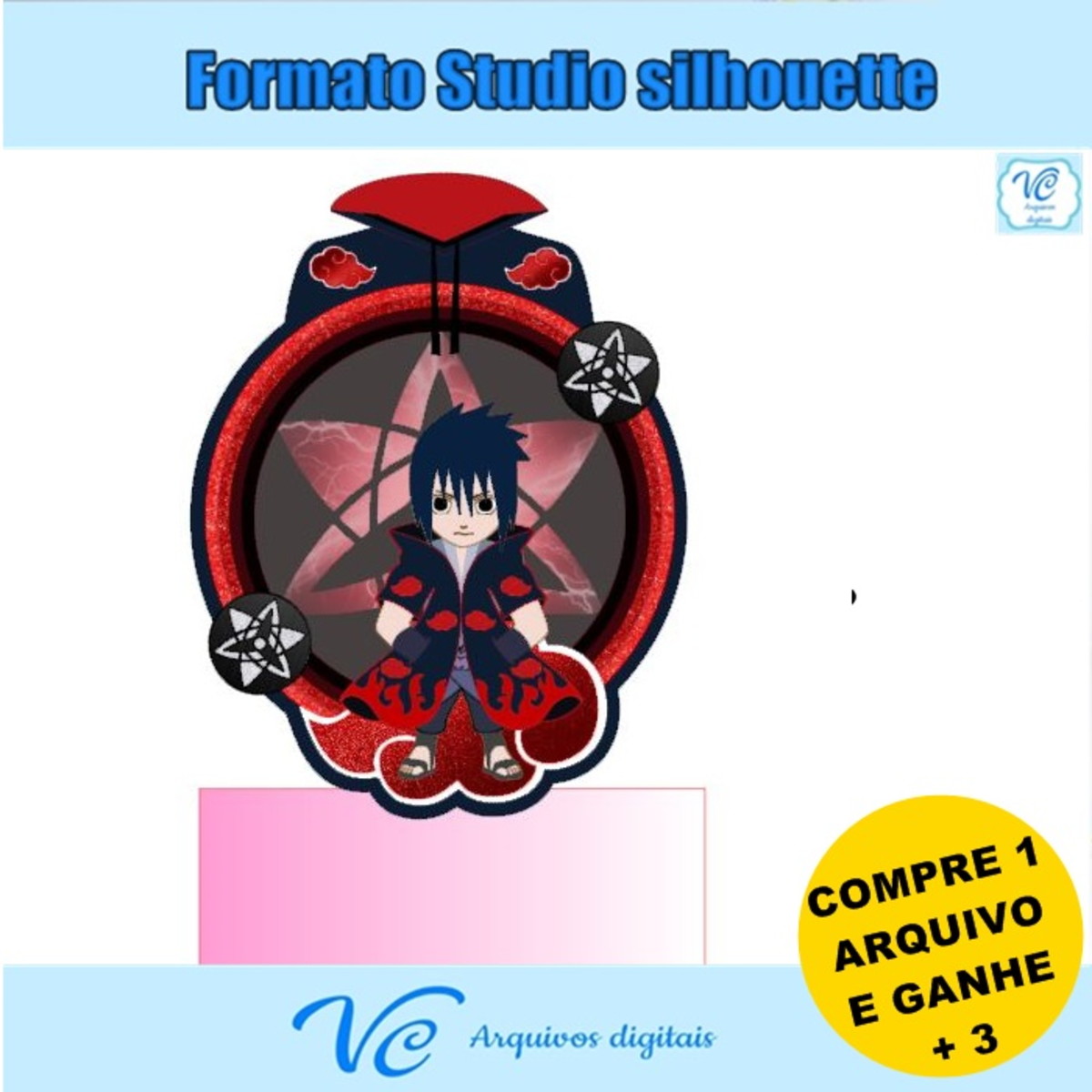320- Arquivo de corte Topo de Bolo Sasuke- Naruto