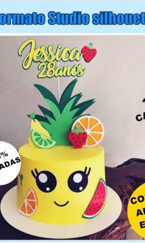 331- Arquivo de corte topo de bolo Abacaxi frutinhas