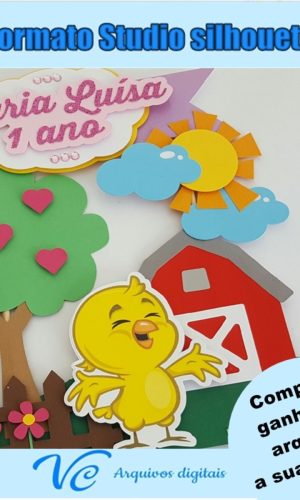 333- Arquivo de Corte Topo de Bolo Pintinho Amarelinho