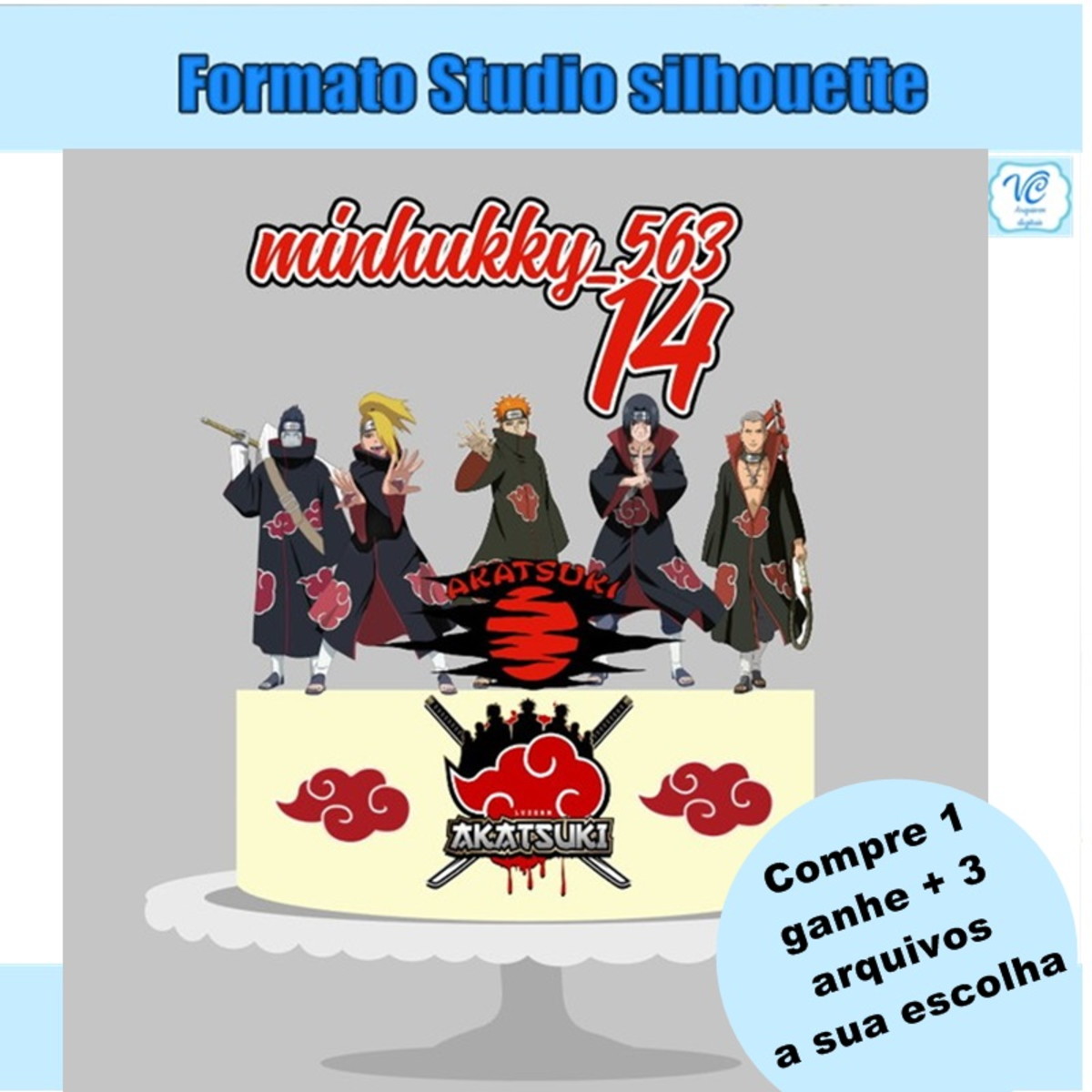 340- ARQUIVO DE CORTE TOPO DE BOLO AKATSUKI NARUTO