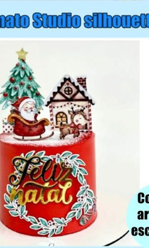 357- Arquivo de Corte Topo de Bolo Natal Aquarela